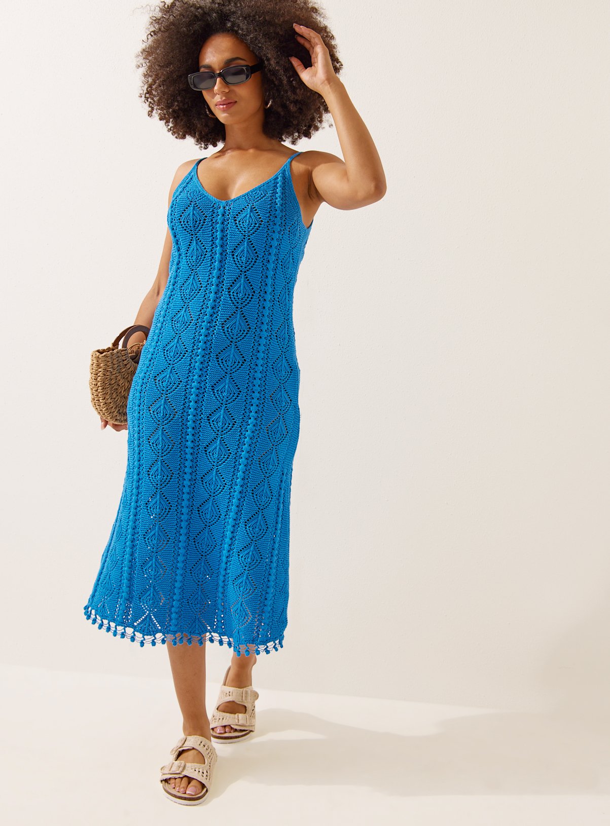 Blue Crochet Embroidered Midi Dress 20 - Image 1 thumbnail